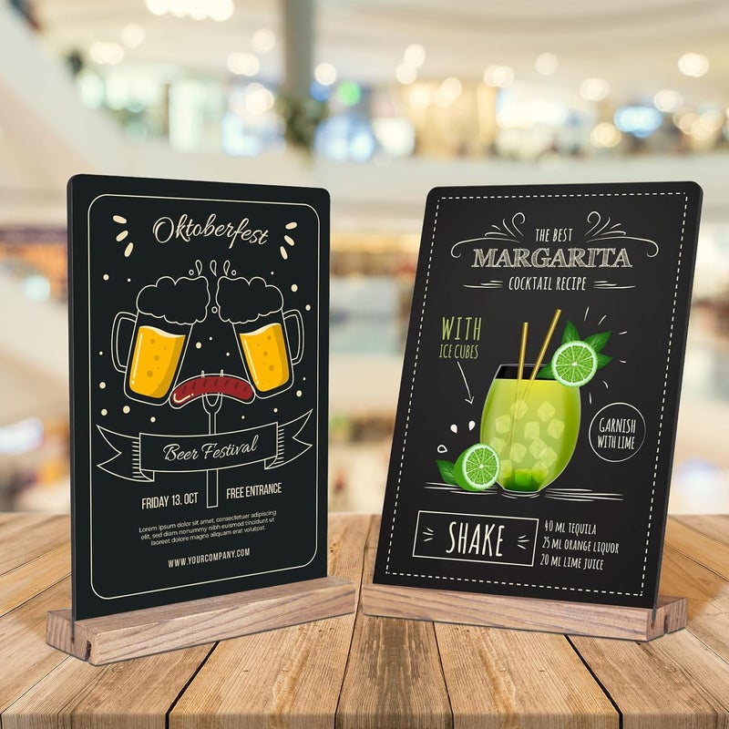 KOOLDE 8.6x11.7 Chalkboard Signs with Base for Tabletop Decor Double Sided, Mini Chalkboard for Restaurant Food Menu, Kids Message Board, Wedding Party (1 Pack, L/T 2-Slot) - Image 3